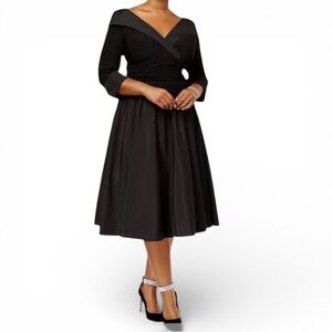 Jessica Howard NWT Jersey Taffeta 3/4
Sleeve Portrait Collar A-Line Midi Dress